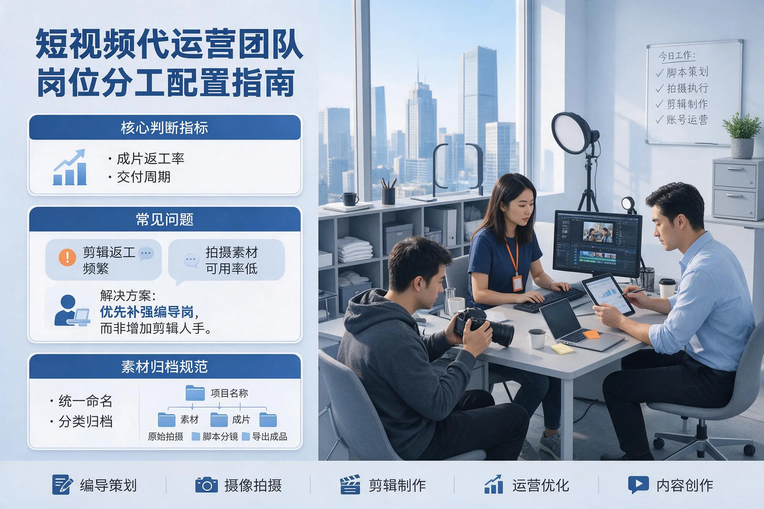 短视频代运营团队如何配置?双鸭山企业岗位分工科普说明