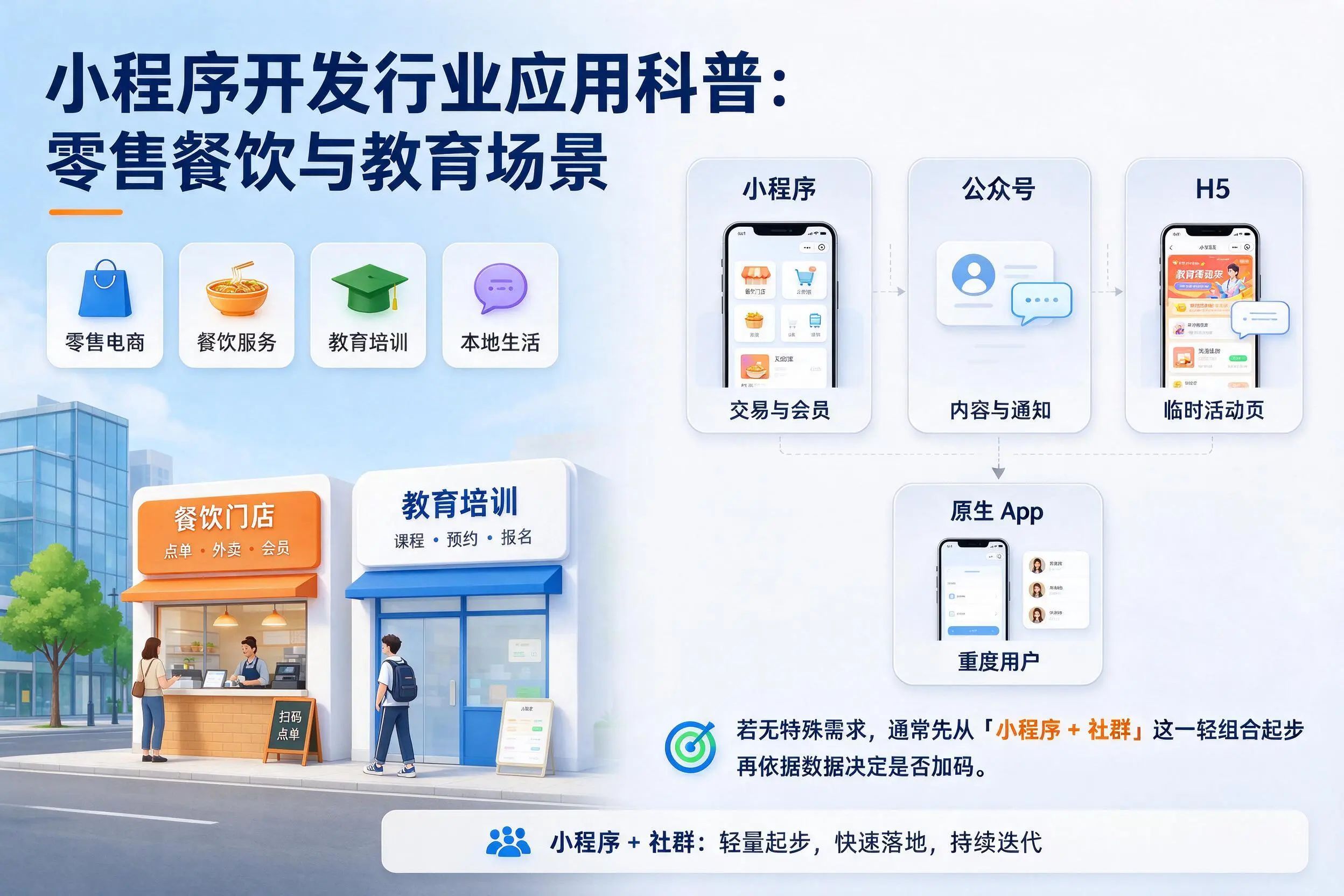 双鸭山小程序开发行业应用科普：零售餐饮与教育场景