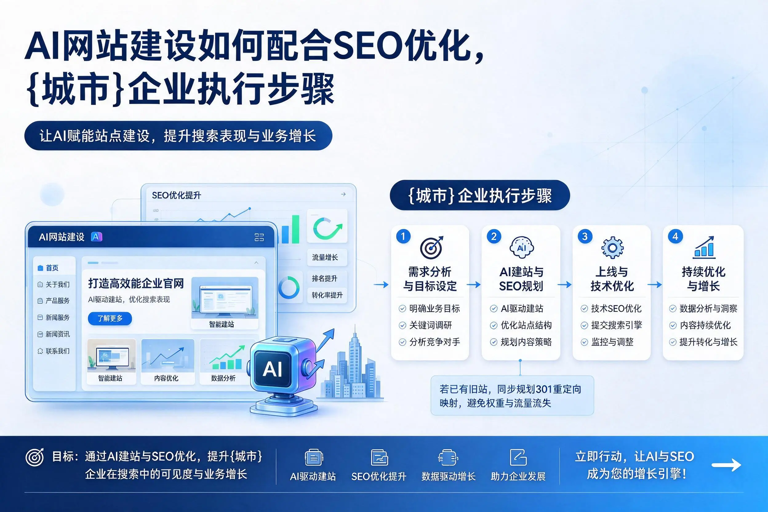 AI网站建设如何配合SEO优化，双鸭山企业执行步骤