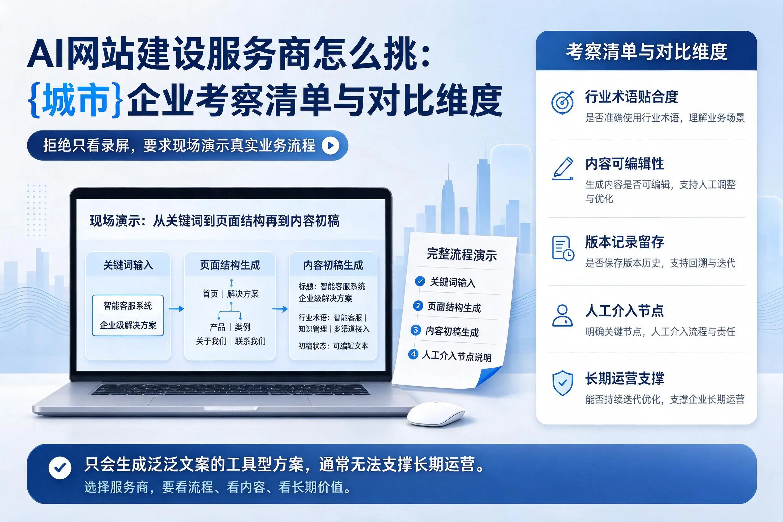 AI网站建设服务商怎么挑:双鸭山企业考察清单与对比维度